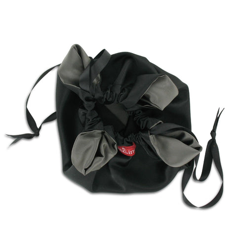 SiaLinda: Pompadour Tasche Perla, perlgrau / schwarz, Satin - SiaLinda.com