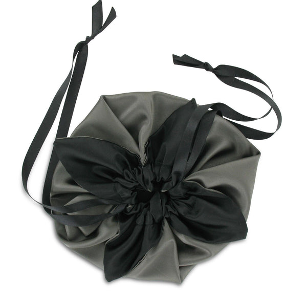 SiaLinda: Pompadour Tasche Perla, perlgrau / schwarz, Satin - SiaLinda.com