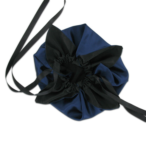 SiaLinda: Pompadour Tasche Saphira, dunkelblau / schwarz, Satin - SiaLinda.com