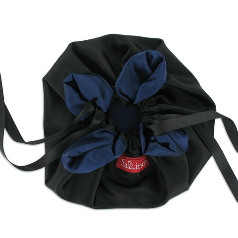 SiaLinda: Pompadour Tasche Saphira, dunkelblau / schwarz, Satin - SiaLinda.com