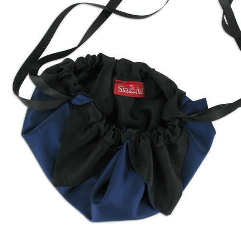 SiaLinda: Pompadour Tasche Saphira, dunkelblau / schwarz, Satin - SiaLinda.com
