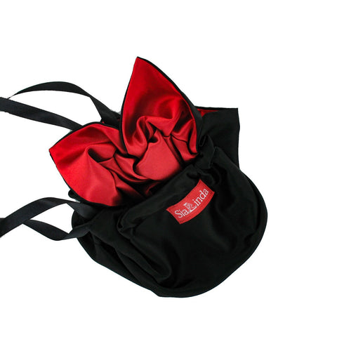 SiaLinda: Pompadour Tasche Sina II, rot / schwarz, Satin - SiaLinda.com