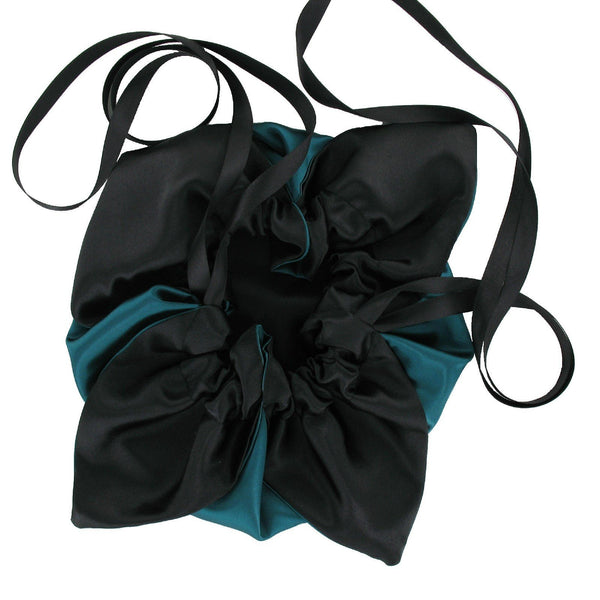 SiaLinda: Pompadour Tasche Vanessa, petrol türkis grün / schwarz, Satin - SiaLinda.com