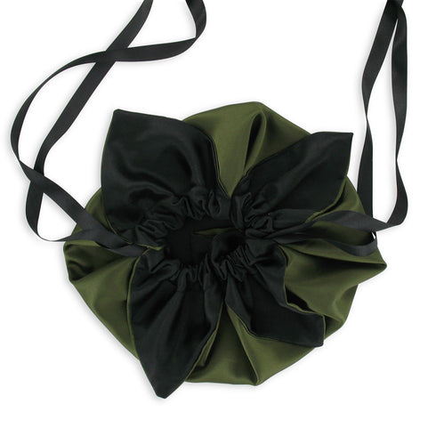 SiaLinda: Pompadour Tasche Verda II, moos grün / schwarz, Satin - SiaLinda.com