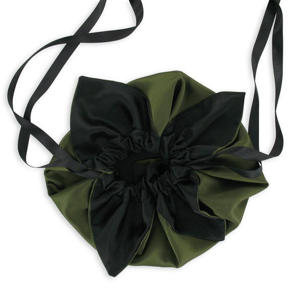 SiaLinda: Pompadour Tasche Verda II, moos grün / schwarz, Satin - SiaLinda.com