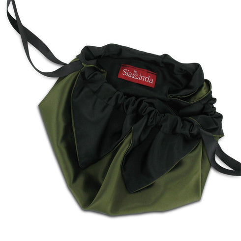 SiaLinda: Pompadour Tasche Verda II, moos grün / schwarz, Satin - SiaLinda.com