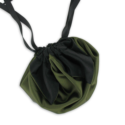 SiaLinda: Pompadour Tasche Verda II, moos grün / schwarz, Satin - SiaLinda.com