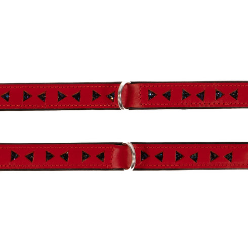 SiaLinda Premium Lamm- und Rindsleder Halsband rot schwarz mit Glitter - Made in Italy - SiaLinda.com