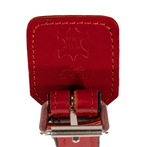 SiaLinda Premium Lamm- und Rindsleder Halsband rot schwarz mit Glitter - Made in Italy - SiaLinda.com
