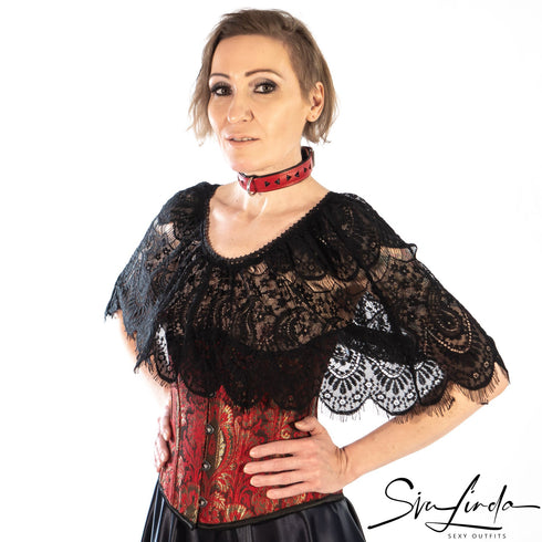 SiaLinda Premium Lamm- und Rindsleder Halsband rot schwarz mit Glitter - Made in Italy - SiaLinda.com