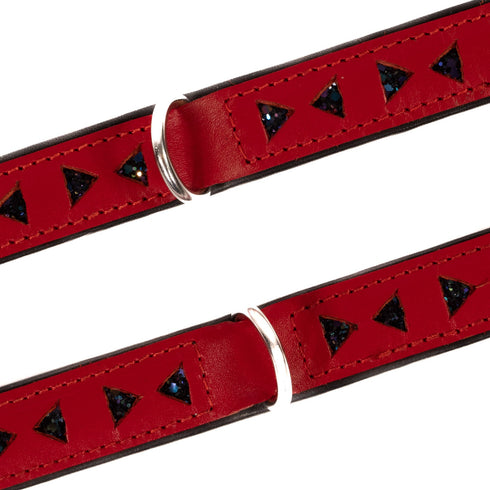 SiaLinda Premium Lamm- und Rindsleder Halsband rot schwarz mit Glitter - Made in Italy - SiaLinda.com