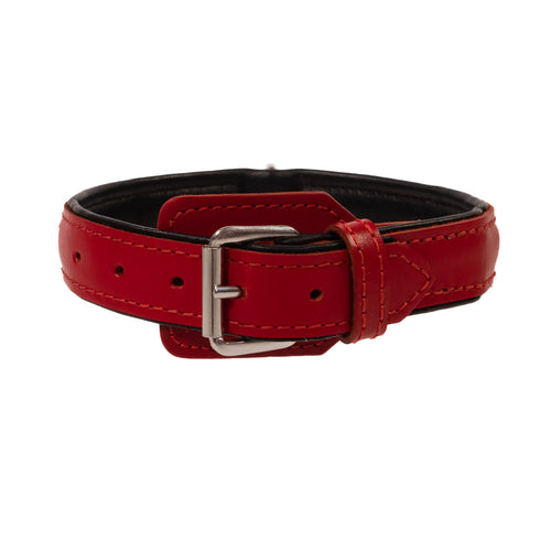 SiaLinda Premium Lamm- und Rindsleder Halsband rot schwarz mit Glitter - Made in Italy - SiaLinda.com