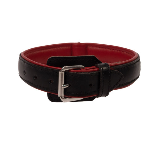 SiaLinda Premium Leder Halsband schwarz rot mit Glitter - Made in Italy - SiaLinda.com