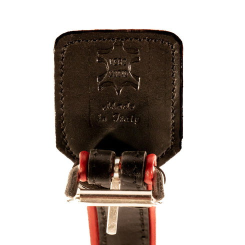 SiaLinda Premium Leder Halsband schwarz rot mit Glitter - Made in Italy - SiaLinda.com