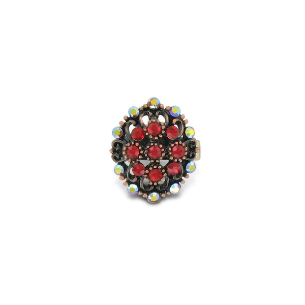 SiaLinda: Ring mit roten Strass Steinchen, runde Form - SiaLinda.com