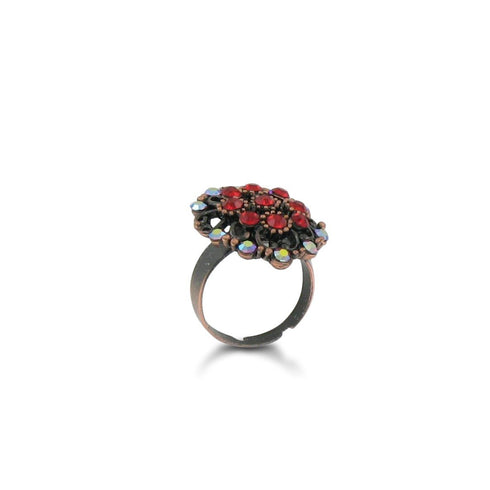 SiaLinda: Ring mit roten Strass Steinchen, runde Form - SiaLinda.com