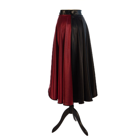 SiaLinda: Rock Duo, zwei Farben nach Wunsch, Satin, Lilien - Applikation, asymmetrisch, geschlitzt - SiaLinda.com