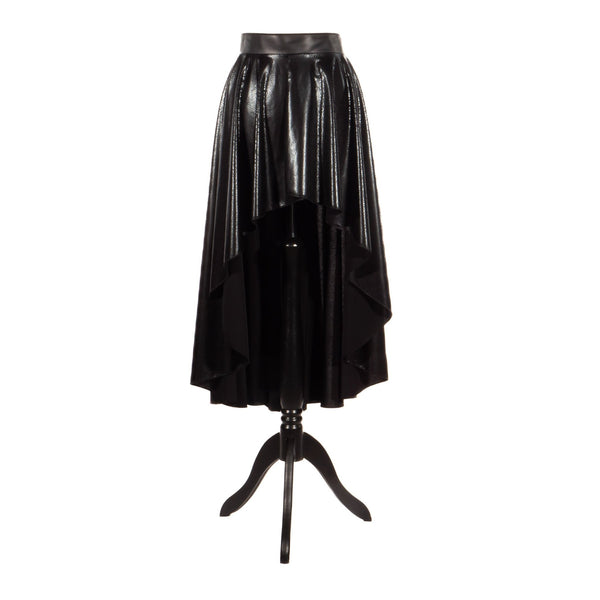 SiaLinda: Rock Olinda II, schwarz, Lackrock der O, asymmetrisch, geschlitzt - SiaLinda.com