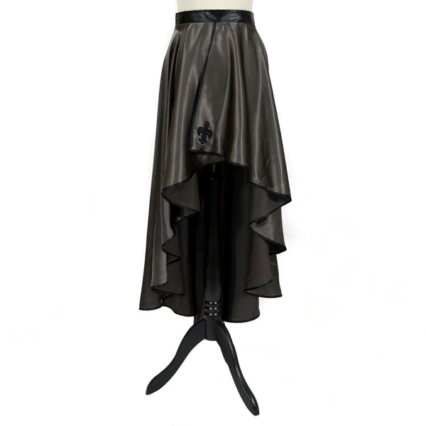 SiaLinda: Rock Perla, perl grau, Satin, Lilien Applikation, asymmetrisch, geschlitzt - SiaLinda.com