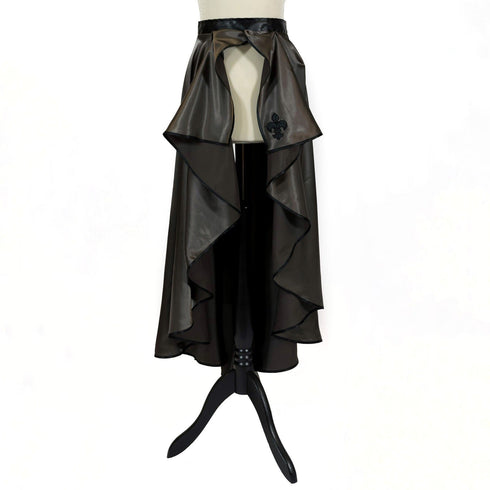 SiaLinda: Rock Perla, perl grau, Satin, Lilien Applikation, asymmetrisch, geschlitzt - SiaLinda.com