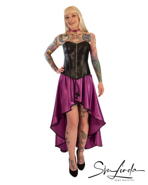 SiaLinda: Rock Viola, violett, Satin, Lilien Applikation, asymmetrisch, geschlitzt - SiaLinda.com