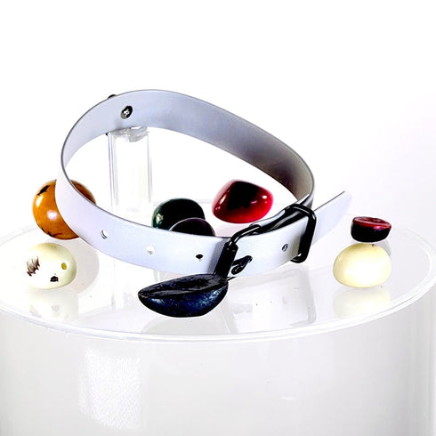 SiaLinda Sonderedition: Halsband Lamm Nappa hell grau pur, mit Kristall oder mit O-Ring - SONDERPREIS - SiaLinda.com