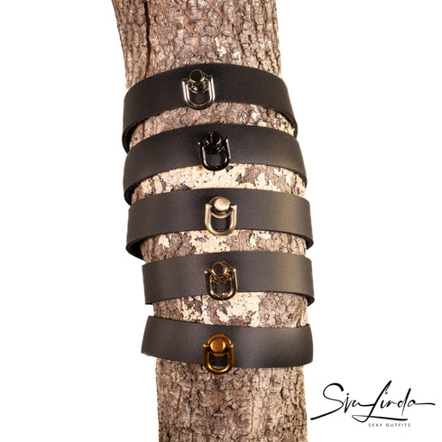 SiaLinda Special: Halsband schwarz mit kleinem Ring silber, schwarz, bronze, hell gold, dunkel gold - Sonderpreis! - SiaLinda.com