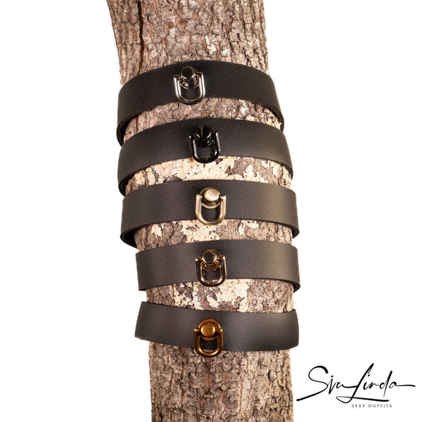SiaLinda Special: Halsband schwarz mit kleinem Ring silber, schwarz, bronze, hell gold, dunkel gold - Sonderpreis! - SiaLinda.com