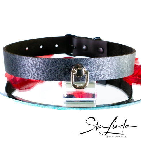 SiaLinda Special: Halsband schwarz mit kleinem Ring silber, schwarz, bronze, hell gold, dunkel gold - Sonderpreis! - SiaLinda.com