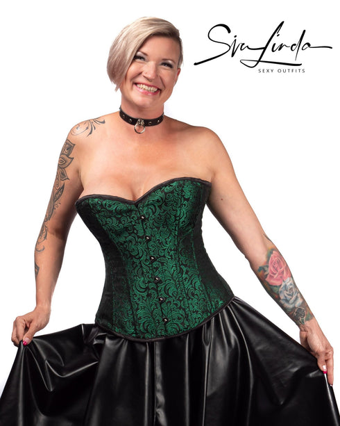 SiaLinda: Überbrust Korsett Emeraude, Brokat smaragd grün, Premiumkollektion - SiaLinda.com