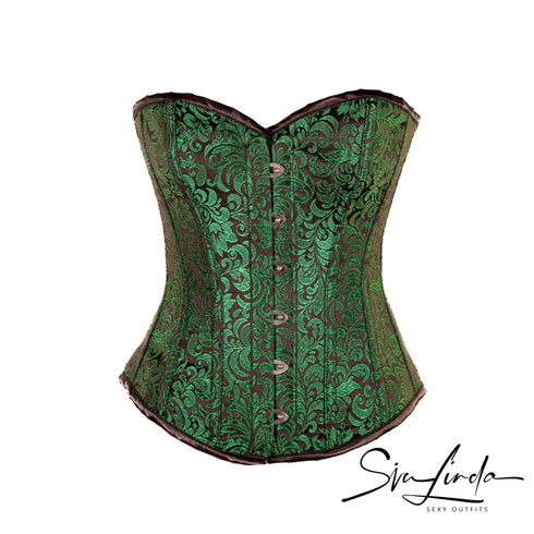 SiaLinda: Überbrust Korsett Emeraude, Brokat smaragd grün, Premiumkollektion - SiaLinda.com