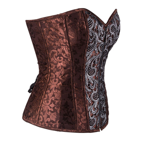 SiaLinda: Überbrust Korsett Ines, braun silber, Jacquard, elegant, Topqualität - SiaLinda.com