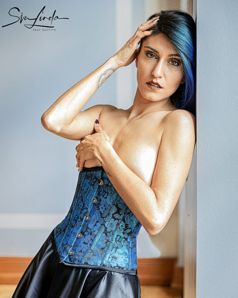 SiaLinda: Unterbrust Korsett Emmy, blau schwarz, Premiumkollektion, sexy - SiaLinda.com