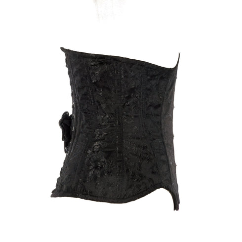 SiaLinda: Unterbrust Korsett Nicola, Brokat schwarz, extra lang geschnitten - SiaLinda.com