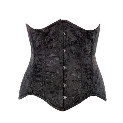 SiaLinda: Unterbrust Korsett Nicola, Brokat schwarz, extra lang geschnitten - SiaLinda.com