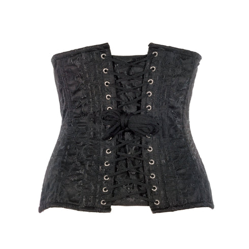 SiaLinda: Unterbrust Korsett Nicola, Brokat schwarz, extra lang geschnitten - SiaLinda.com