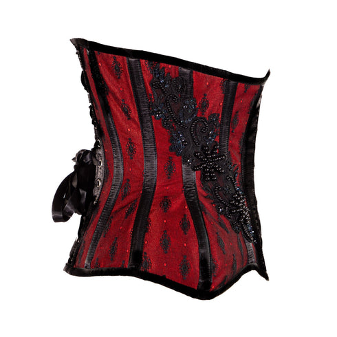 SiaLinda: Unterbrust Korsett Perola, rot schwarz, mit Perlen bestickt, Premiumkollektion - SiaLinda.com