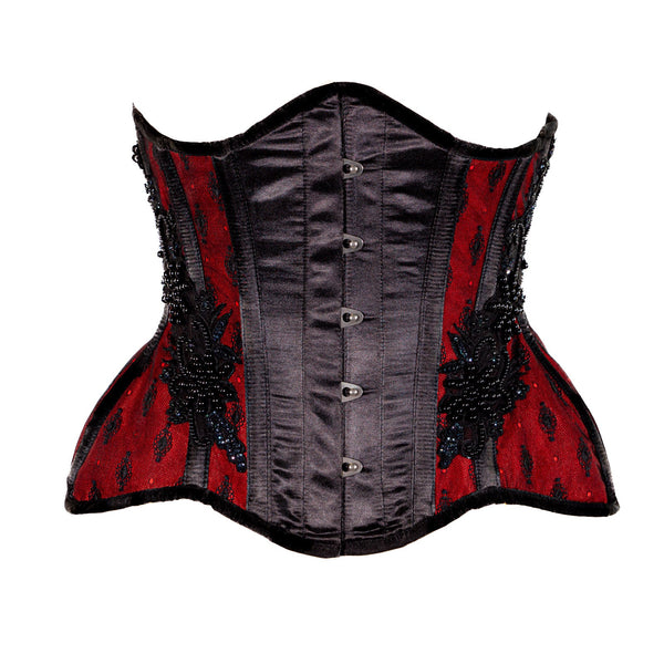 SiaLinda: Unterbrust Korsett Perola, rot schwarz, mit Perlen bestickt, Premiumkollektion - SiaLinda.com