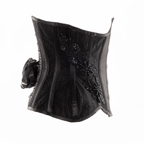 SiaLinda: Unterbrust Korsett Perola, schwarz, mit Perlen bestickt, Premiumkollektion - SiaLinda.com
