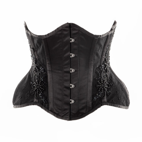 SiaLinda: Unterbrust Korsett Perola, schwarz, mit Perlen bestickt, Premiumkollektion - SiaLinda.com