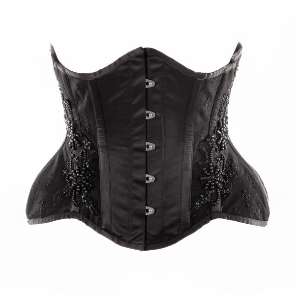 SiaLinda: Unterbrust Korsett Perola, schwarz, mit Perlen bestickt, Premiumkollektion - SiaLinda.com