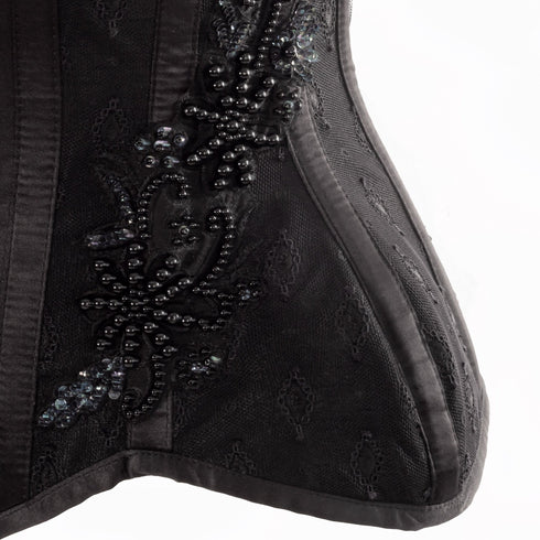SiaLinda: Unterbrust Korsett Perola, schwarz, mit Perlen bestickt, Premiumkollektion - SiaLinda.com