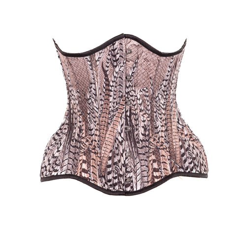 SiaLinda: Unterbrust Korsett Piuma , schwarz grau braun Federmuster Premiumkollektion - SiaLinda.com