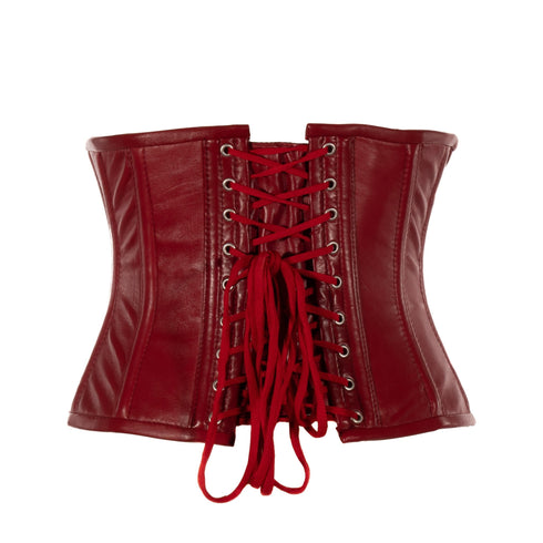 SiaLinda: Unterbrust Korsett Raven rot, schmal, Lamm Nappa, echt Leder - SiaLinda.com