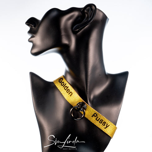 SiaLinda: YOU GOLD mit Ring - Personalisiertes Halsband DEIN NAME oder WORT, individuell erstellt. Feinstes Ziegen Premium Leder - SiaLinda.com