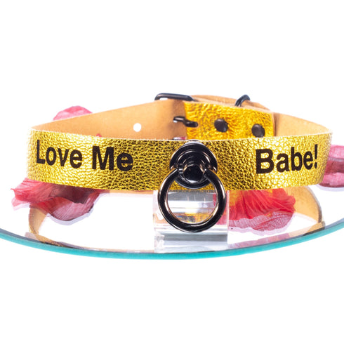 SiaLinda: YOU GOLD mit Ring - Personalisiertes Halsband DEIN NAME oder WORT, individuell erstellt. Feinstes Ziegen Premium Leder - SiaLinda.com