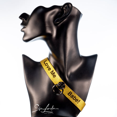 SiaLinda: YOU GOLD mit Ring - Personalisiertes Halsband DEIN NAME oder WORT, individuell erstellt. Feinstes Ziegen Premium Leder - SiaLinda.com