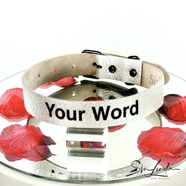 SiaLinda: YOU SILBER Personalisiertes Halsband DEIN NAME oder WORT, individuell erstellt. Feinstes Ziegen Premium Leder - SiaLinda.com