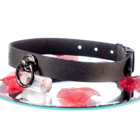 YOU BLACK Personalisiertes Halsband mit O-Ring und Wunschtext, individuell erstellt. Schwarz, italienisches Premium Leder - SiaLinda.com
