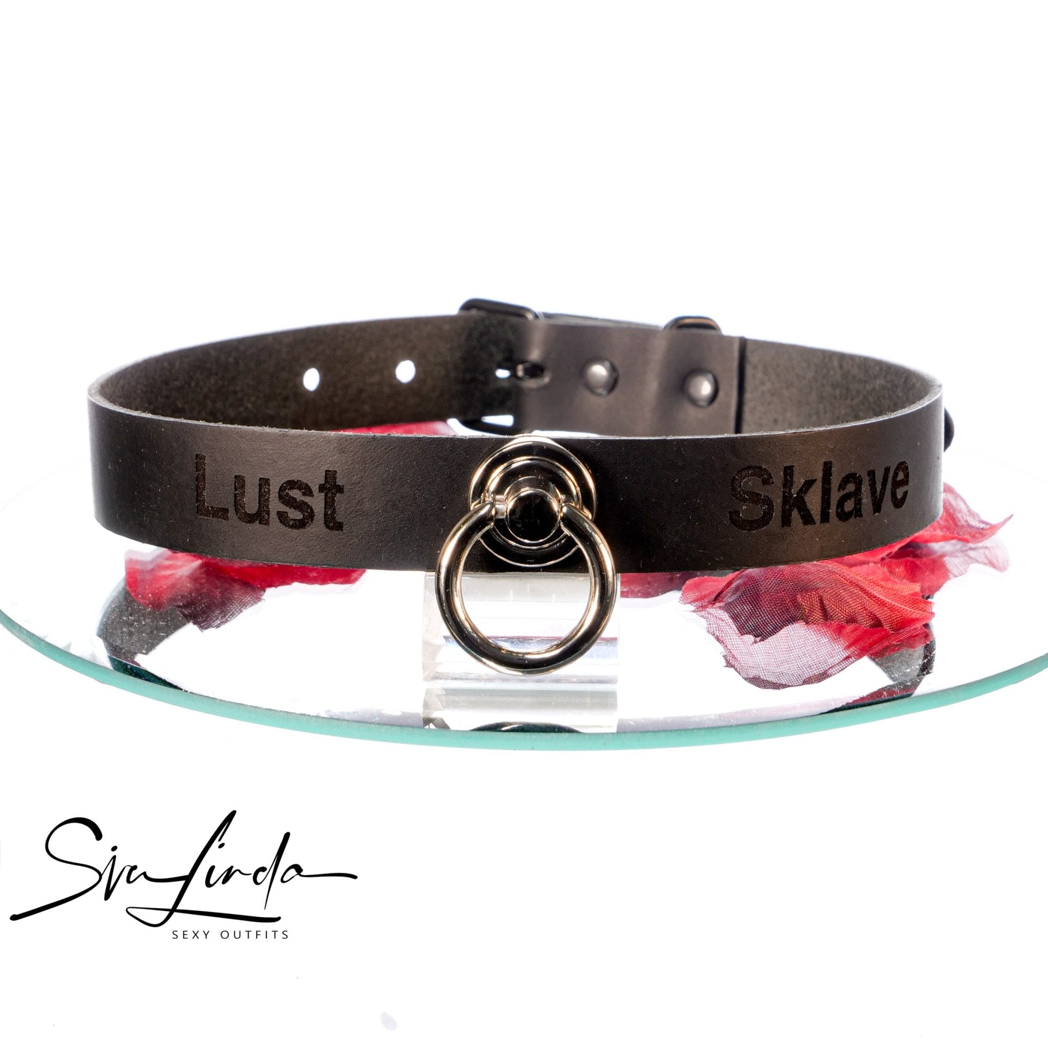 YOU Personalisiertes Halsband mit O-Ring und Wunschtext, individuell erstellt. Verschiedene Farben, italienisches Premium Leder - SiaLinda.com